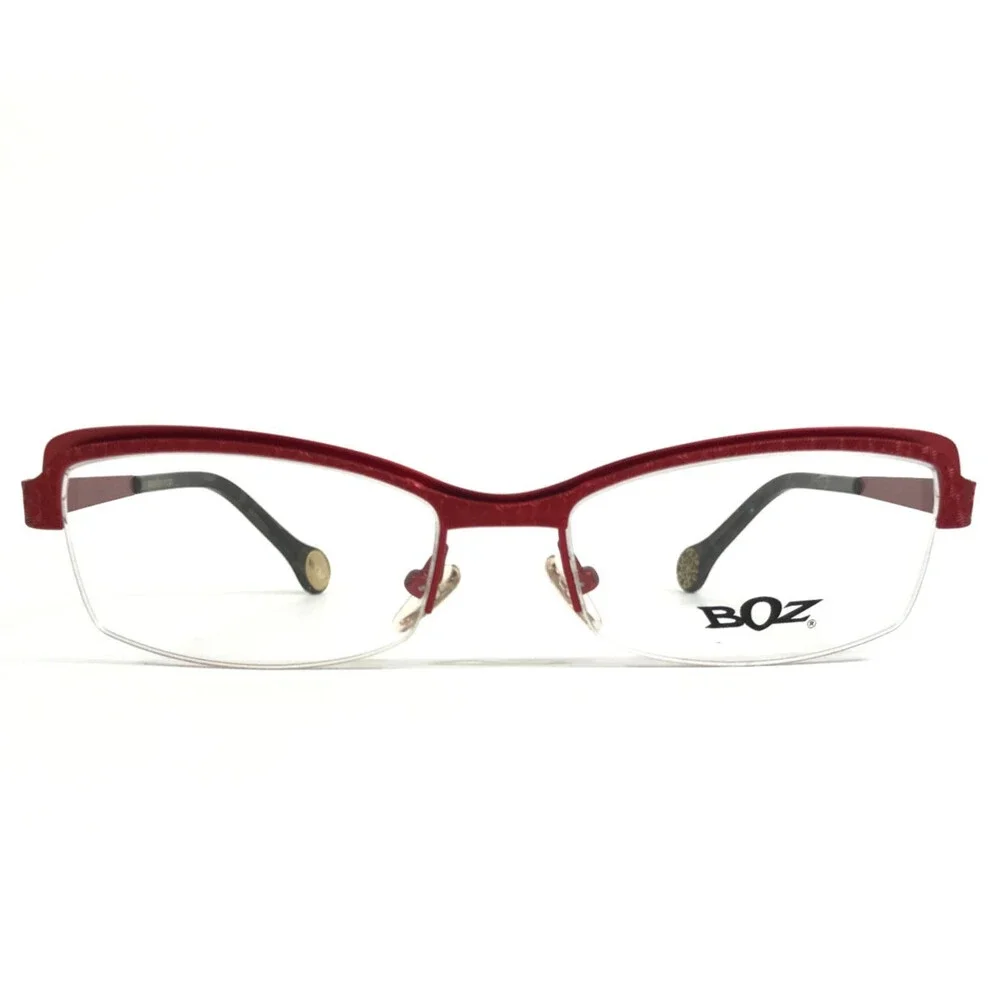 BOZ Eyeglasses Frames VIOLET 3030 Red Spiral Pattern Shiny Half Rim 53-17-140